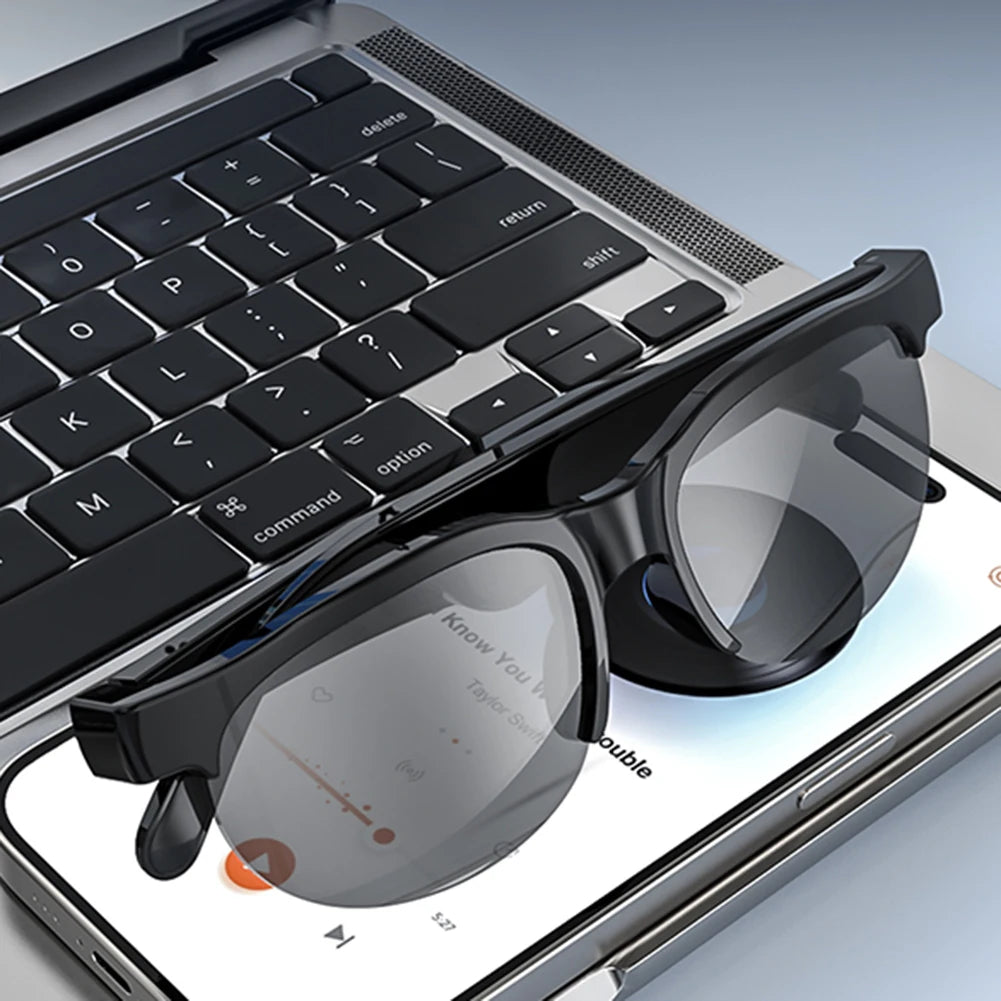 AI Intelligent Translation Glasses Bluetooth-Compatible 5.4 Smart Glasses Wireless Headphones Music Sunglasses for Men and Women