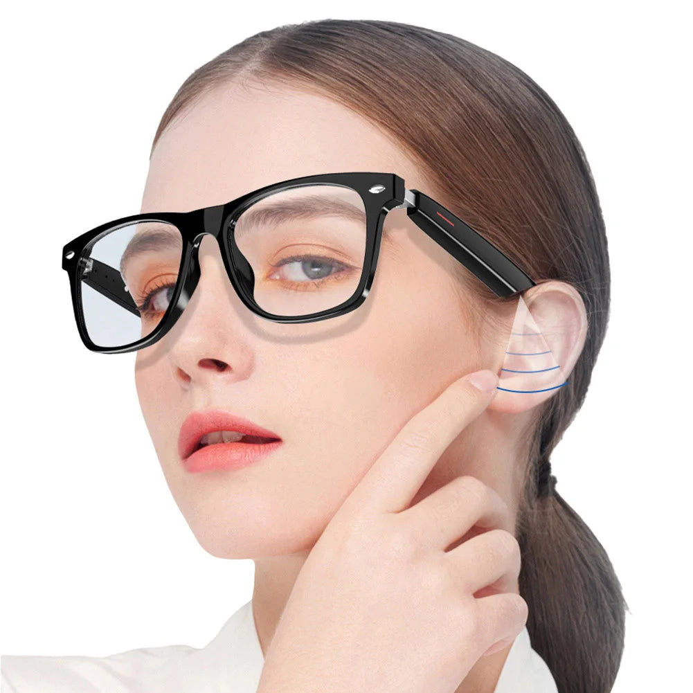 Smart Glasses AI Voice Assistant Camera Glasses Remote Shooting Wearable Eyeglass Open Ear Sound Mic & Speakers for Men & Woman