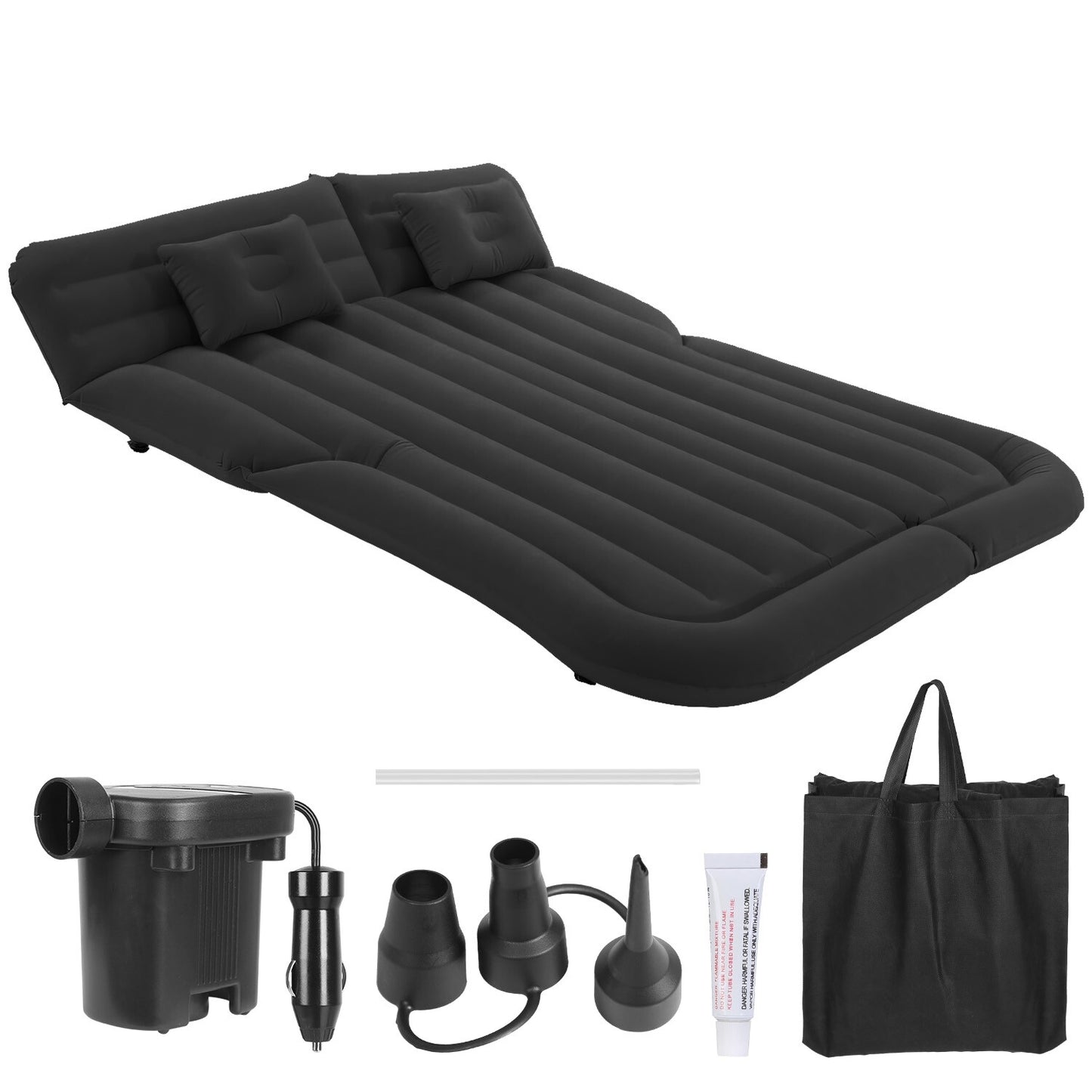 Inflatable Travel Car Mattress Air Bed Back Seat Sleep Rest Mat W/ 2 Pillow Pump