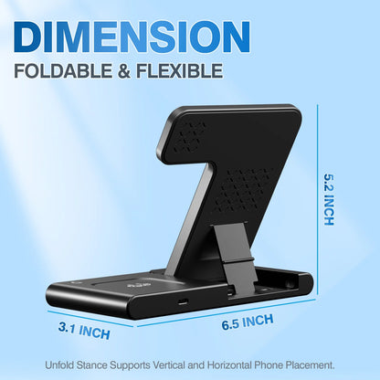 Charging Station, Wirelss Charger, Magnetic Fast Charging Station Compatible with Iphone 16 15 14 13 12 11 Pro Max XS XR, for Iwatch Series 9 8 7 6 5 4 3 2 SE, for Airpods 3 2 Pro