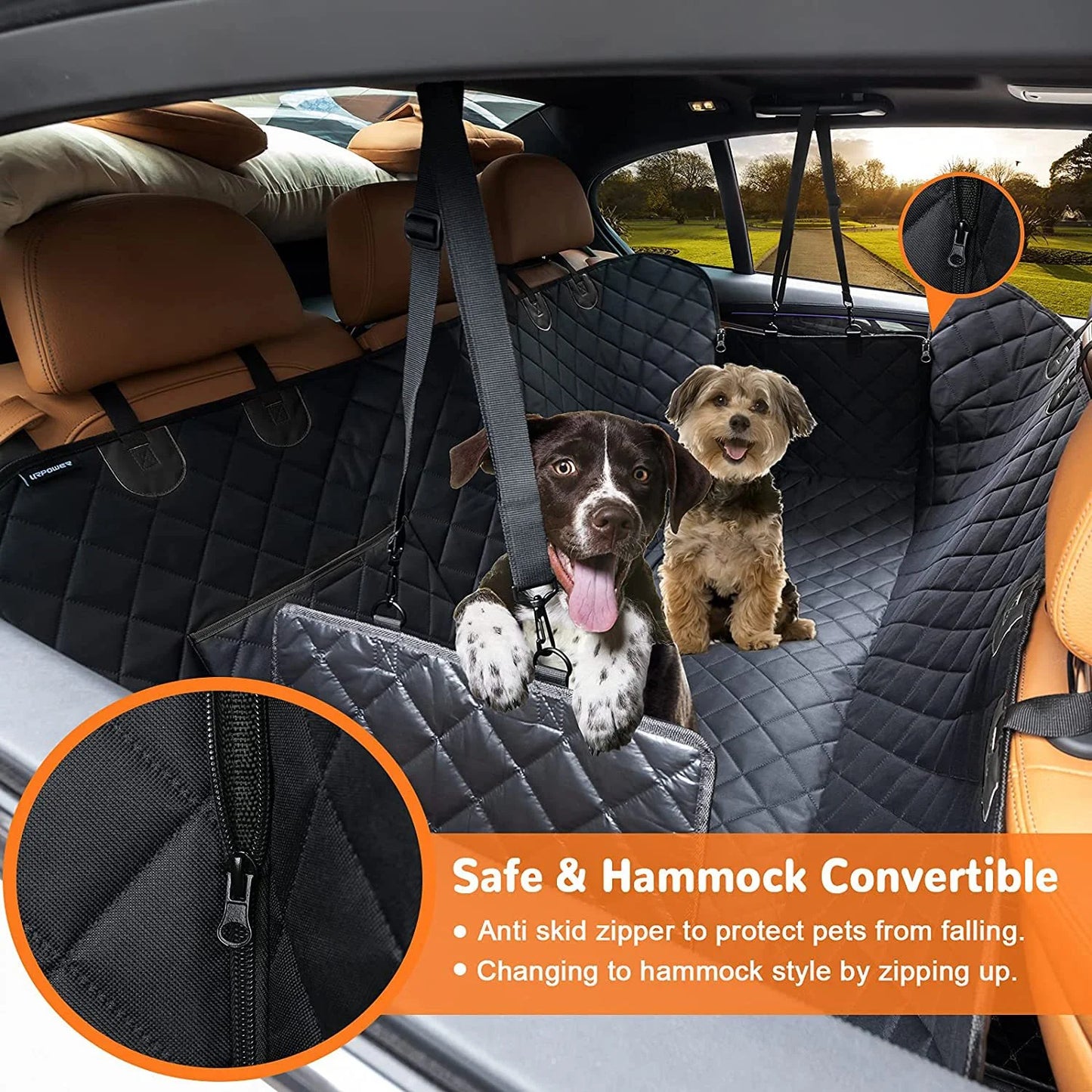 Dog Car Seat Cover for Pets 100% Waterproof Seat Cover Hammock Scratch Proof Nonslip Durable Soft Back Seat Covers for Cars Trucks and Suvs