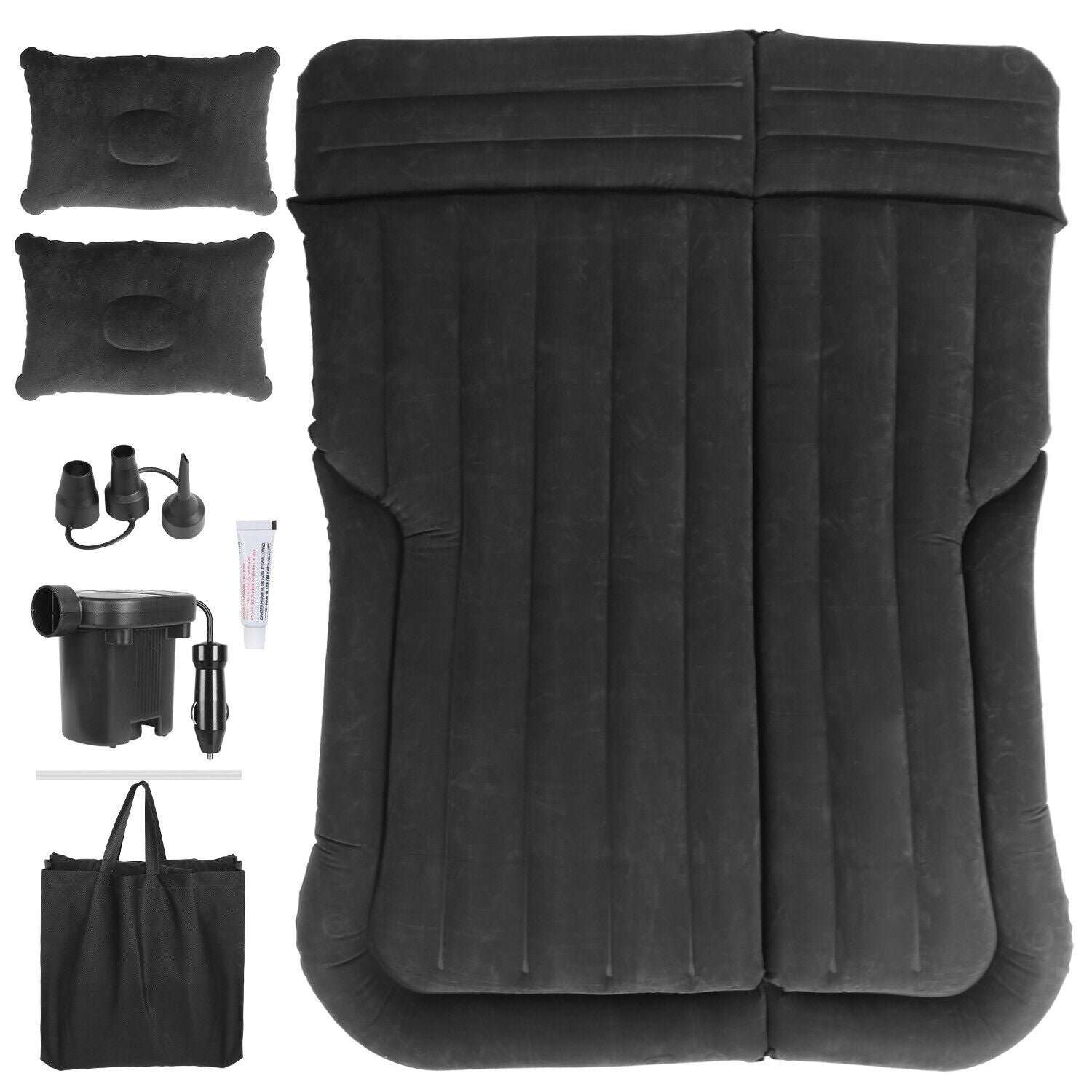 Inflatable Travel Car Mattress Air Bed Back Seat Sleep Rest Mat W/ 2 Pillow Pump