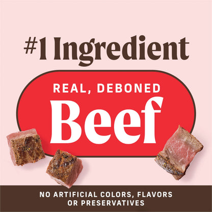 Power Bites Natural Soft and Chewy Real Meat Dog Treats, Grain Free Snack with Real Beef Recipe, 6 Oz. Bag