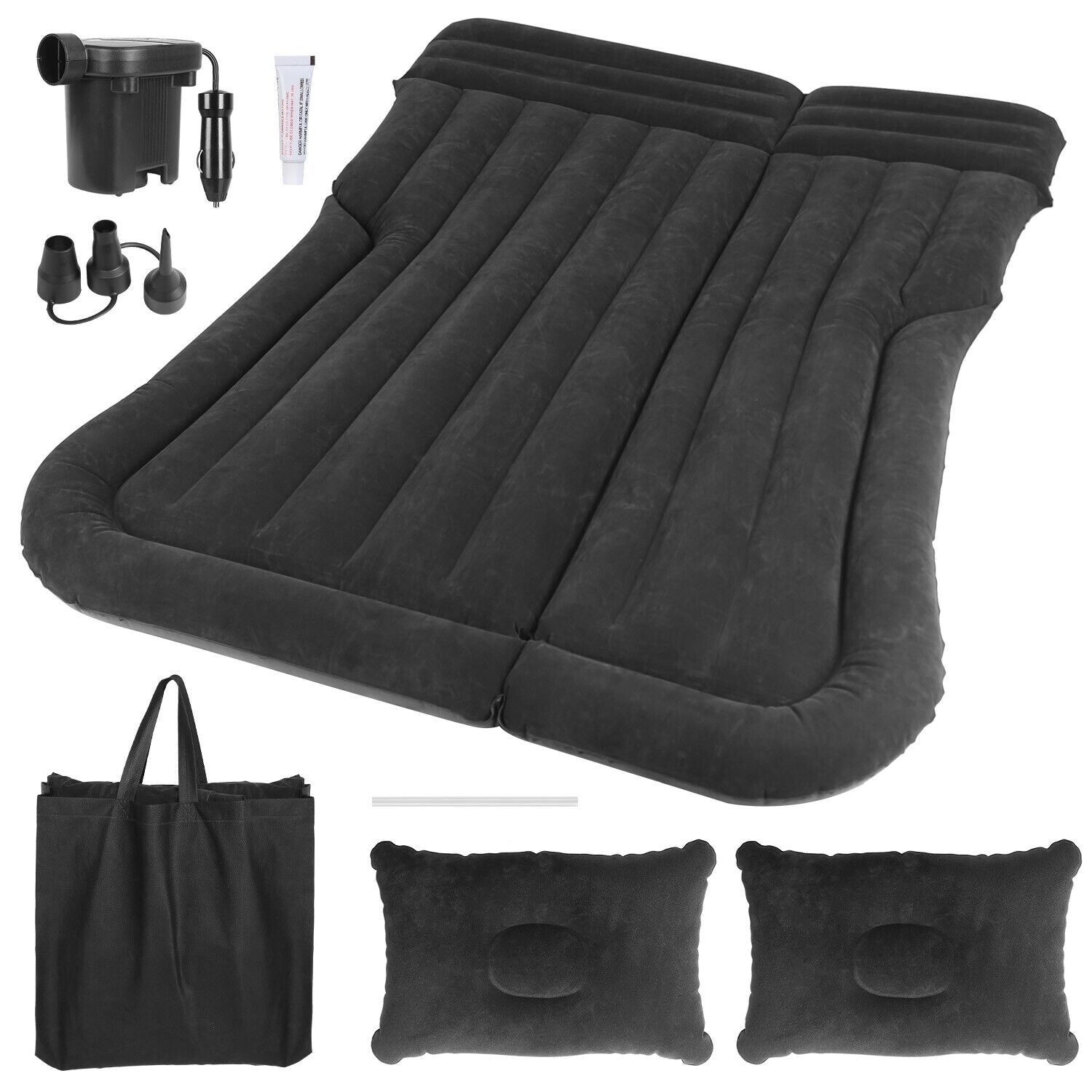 Inflatable Travel Car Mattress Air Bed Back Seat Sleep Rest Mat W/ 2 Pillow Pump